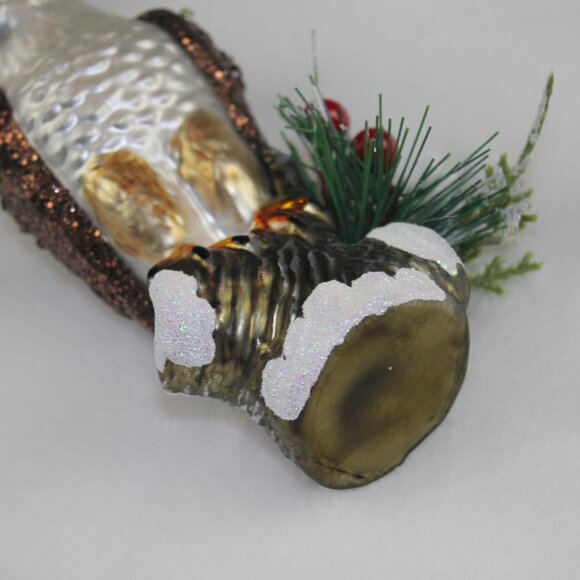 Robert Stanley Eagle Christmas Ornament Blown Glass Brown White Glitter 5" NWT - Picture 5 of 5